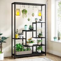 Soporte alto para plantas de interior de 5 niveles, estante de metal de 180 cm con 10 ganchos para colgar en S, estante de exhibición multiusos para bonsái de flores para interiores - details 18