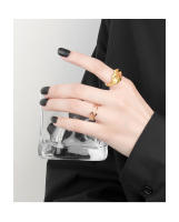 LIVVY-Anillo geométrico de doble línea hueca Irregular para mujer, Color plateado, diseño único Simple, joyería ajustable a la moda - details 12