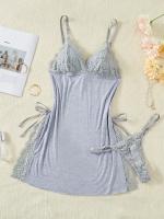 Conjunto de camisón y braguita de diseño encantador con tirantes finos y cuello en V, ropa sexy para mujer - details 30