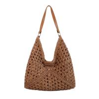 Bolso de ganchillo de paja de verano a la moda, bolso de hombro tejido para ocio en la playa, bolsos de mujer informales para vacaciones, señoras/niñas - details 14
