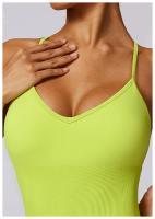 Mono de Yoga para Mujer Kailuoka Sexy Fitness Romper Sin Mangas y Espalda Disfraz Deportivo Corto en Color Sólido para Otoño e Invierno Material Exterior de Nylon - details 24