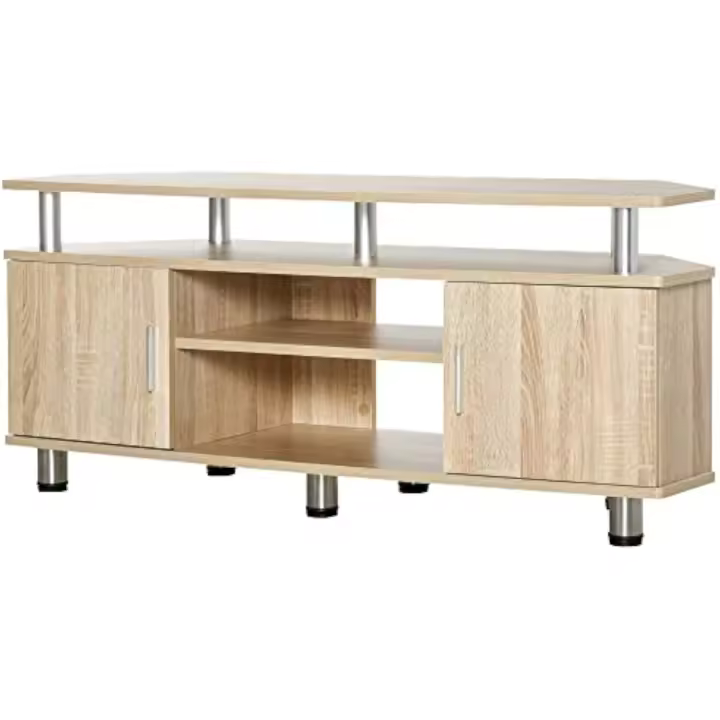 Mueble de TV para Televisores de hasta 55 Pulgadas Mesa para TV de Salón Moderna con 2 Puertas y 2 Estantes para Dormitorio 120x39,5x52 cm Roble - 1