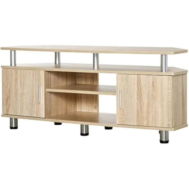 Mueble de TV para Televisores de hasta 55 Pulgadas Mesa para TV de Salón Moderna con 2 Puertas y 2 Estantes para Dormitorio 120x39,5x52 cm Roble - 1