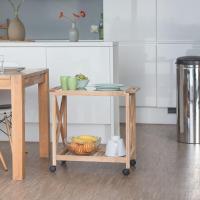 Carrito Cocina de 2 Niveles con Placa de Vidrio, Marrón, Madera de Nogal, 5 x 38 cm, 63 x 66 - details 1