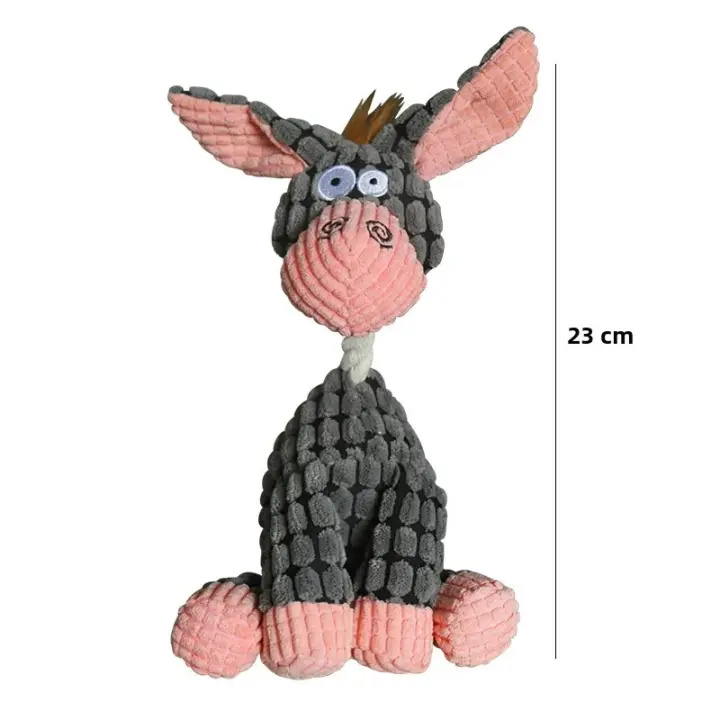 Juguete de Perro en Forma de Burro Tela de Pano de Corduroy Masticable con Silbato de Hueso para Entrenamiento de Mascotas - 1