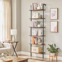 Estantería Escalera, Estantería de 6 Niveles, Librería de Escalera, para la Sala de Estar, Oficina, Dormitorio, 60 x 30 x 204,8 cm, Estilo Industrial, Marrón Rústico y Negro - details 1