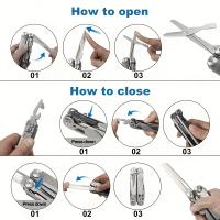 1 multiherramienta GHK 22 en 1 con cuchillo plegable, alicates, cortador de cables, tijeras, sierra, clip para cinturón, alicates, llave hexagonal múltiple - Acero inoxidable - Para hombres - Ideal para trabajo, EDC, camping, mochilero, supervivencia - Gr - details 10