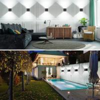 4 Piezas Aplique de Pared Interior/Exterior 12W Aplique Exterior Pared 3000K Blanco cálido Ángulo de haz Ajustable Negro Apliques Pared Led Impermeable - details 41