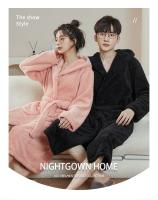 Albornoz con capucha para mujer y hombre, Pijama largo de franela gruesa, fácil de limpiar, color negro, ideal para la ducha y el hogar, Invierno - details 3