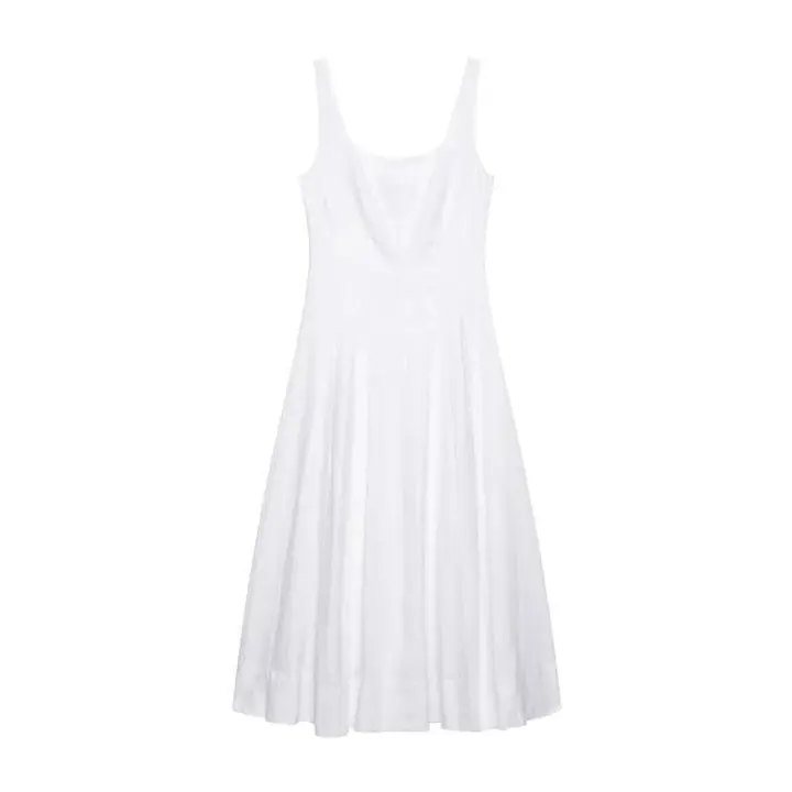 Elegante Vestido Midi Blanco sin Mangas Verano 2025 Moda Pura y Estilizada con Lazos - 1