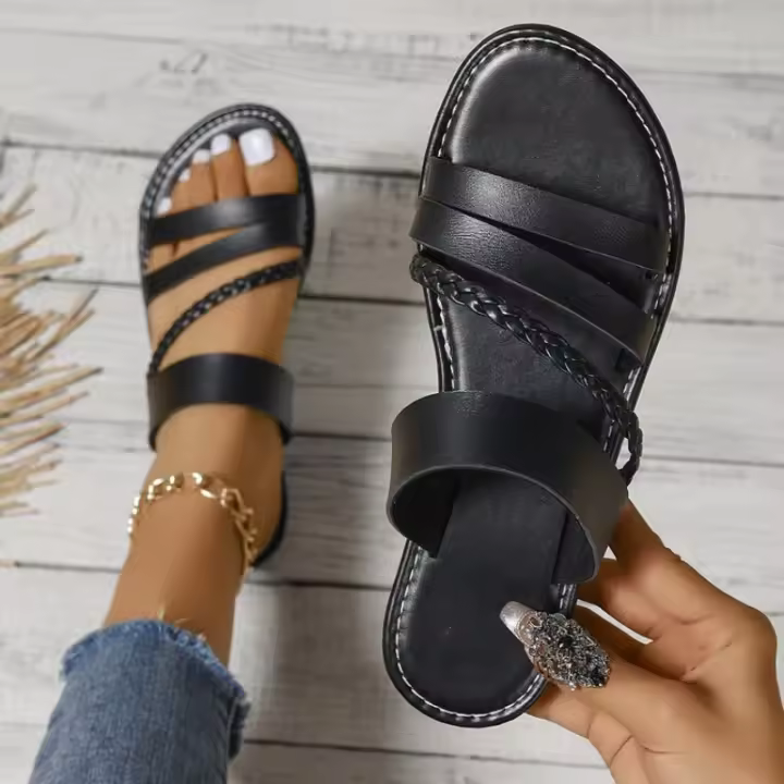 Moda de Verano para Mujer Zapatillas de Piso con Flecos - 1