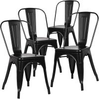 Juego de 4 Sillas de Comedor de Metal Vintage Industrial Adecuado para Uso Interior y Exterior - details 0