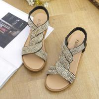 Estilo de suela suave al aire libre para mujer, novedad de verano, sandalias elásticas con diamantes de imitación - details 4