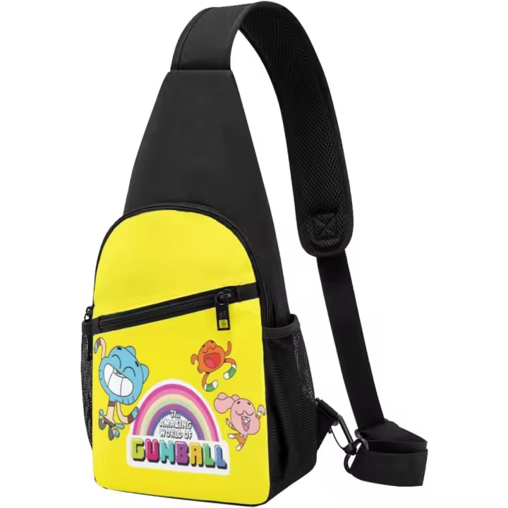 Bolso de Pecho Negro Ajustable Unisex Bolso de Viaje y Senderismo con Diseño de Anime Amazing World - 1