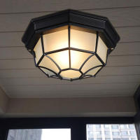 Luz de techo de bronce negro antiguo para exteriores, lámpara de montaje empotrado E27 para camino al aire libre, pasarela, iluminación de balcón - details 0