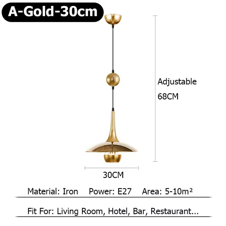 LEFAN-Lámpara de araña telescópica con polea, candelabro de elevación ajustable, diseño de personalidad para restaurante, Bauhaus Cafe - 1