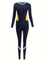 Traje de Baño de Manga Larga para Mujer, con Cremallera, Alta Elasticidad, Protección Solar para Playa y Piscina, Traje de Baño - details 3