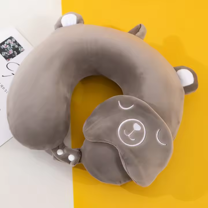 Almohada para el cuello con máscara para los ojos, almohada en forma de U, almohada de viaje,almohada de coche - 1