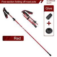 Bastones de Trekking al aire libre de 5 secciones, bastones de escalada al aire libre de aleación de aluminio, suministros de Montañismo plegables y ligeros ajustables - details 5