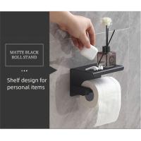 Portarrollos de baño montado en la pared con estante de almacenamiento, estante de almacenamiento de papel higiénico de acero inoxidable, resistente al agua y al óxido - details 6