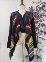 Cárdigan suéter TOP con estampado geométrico colorido para mujer negro talla M - details 0