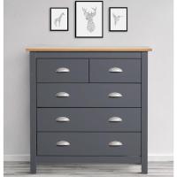 stock Comoda de Noche de 5 cajones en Gris/Roble - details 1