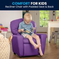 Chandler de Vinilo para niños reclinable con portavasos y reclinable de Seguridad, Silla reclinable contemporánea para niños, admite hasta 90 lbs, Beige - details 20