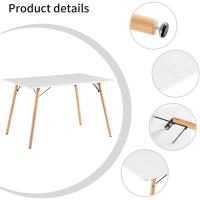 Madera de Haya, para 4 sillas, Mesa de Comedor con Patas de Madera MDF, Color Blanco, 120 x 80 cm (Solo Mesa) - details 3