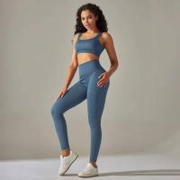 Conjunto de yoga acanalado sin costuras para mujer, ropa de gimnasio, sujetador con elevación, leggings, top de entrenamiento, chándal deportivo, 2 piezas - details 35