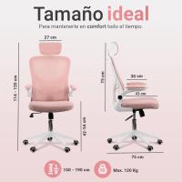 Silla de Oficina Ajustable y Reclinable Soporte Lumbar, Reposacabezas Ajustable, Plegable, Transpirable, Ruedas Giratorias 360° Soporta hasta 120kg - details 22
