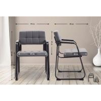 B Tapizada En Cuero Sintético I Silla De Espera con Reposabrazos I Silla Confidente con Base De Metal I Color:, Color:Negro - details 17