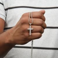 día del padre,Collar con colgante de Cruz de acero inoxidable clásico, regalo del Día del Padre para papá,bautizo - details 1