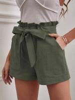 Pantalones Cortos de Verano para Mujer Algodón Transpirable, Cintura Elástica con Bolsillo, Color Sólido, Estilo Casual - details 26