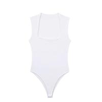 OUWU - Traje de baño negro sin mangas para mujer, traje de baño de una pieza con cuello cuadrado, lencería sexy, color blanco - details 6