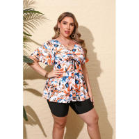 Vetacats Nuevo traje de baño de dos piezas de talla grande para mujer, estampado conservador - details 10