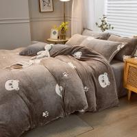 Sábana de Terciopelo Cálido Coral para Invierno con Estampado de Flor Hueso de Couette Suave y Grueso 240x220 - details 35