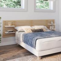 cama, colgante, de listones (240 cm, madera clara y estantes blancos) - details 2