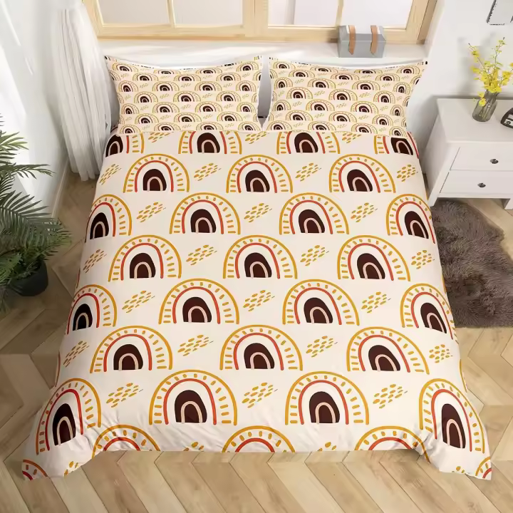 Juego de Cama de Arcoíris de Dibujos Animados Funda de Cojín de Poliéster para Habitación de Niñas - 1