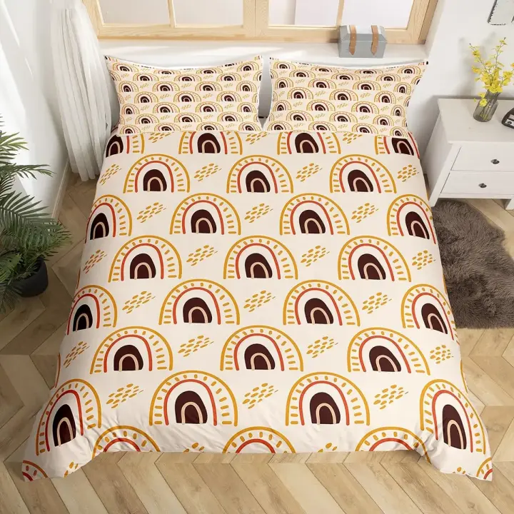 Juego de Cama de Arcoíris de Dibujos Animados Funda de Cojín de Poliéster para Habitación de Niñas - 1