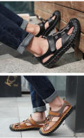 Sandalias planas informales de cuero genuino para hombre, calzado de playa romano, zapatillas de deporte masculinas, zapatos de cuña baja, talla grande 38-48, novedad de verano - details 14