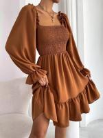 Elegante Vestido de Manga Larga para Mujer Color Sólido, con Volantes, Alta Calidad y Lujo Diseñador - details 10