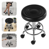 Taburete de trabajo giratorio, taburete de cuero con ruedas negro para salón, oficina, altura ajustable, 44cm ~ 57cm - details 0