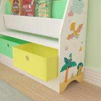 Estantería para Niños con Diseño de Unicornio Organizador de Libros con 3 Estantes y 2 Cajones Plegables 74 x 71 x 23 cm Blanco/Morado/Rosa - details 17