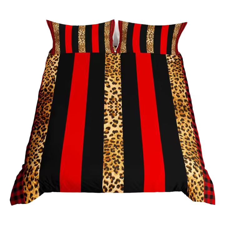 Juego de Ropa de Cama de Leopardo Estampado 3PCS Funda de Edredón de Poliéster - 1