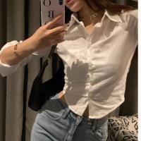 2025 camisas coreanas elegantes para mujer, ropa de calle a la moda, blusa ajustada para mujer, Tops cortos sexys informales de oficina Y2K para primavera, novedad - details 7