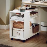 Mesa Auxiliar con 2 Estantes Consola Mesita de Noche con Ruedas Mesa Blanca Mesita 70 x 35 x 60 cm FBT34-W ES - details 8
