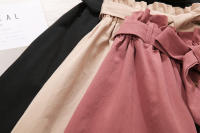 Women summer midi elegant solid high waist a-line cotton skirt - details 5