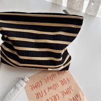 Bolsa de maquillaje a rayas de lona, ​​bolsa de lápiz labial de gran capacidad, bolsa de cosméticos, organizador de artículos de tocador, bolsa de almacenamiento, reorganización - details 10