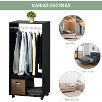 Armario de Ropa con Ruedas Organizador de Ropa de Dormitorio de 120x40x128cm en Negro - details 21