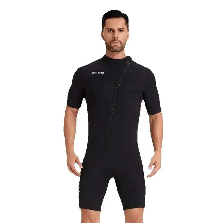 Traje de buceo Snorkeg de neopreno de 3MM para hombre, traje de baño con cremallera frontal, traje de neopreno de manga corta, trajes de Surf - 1